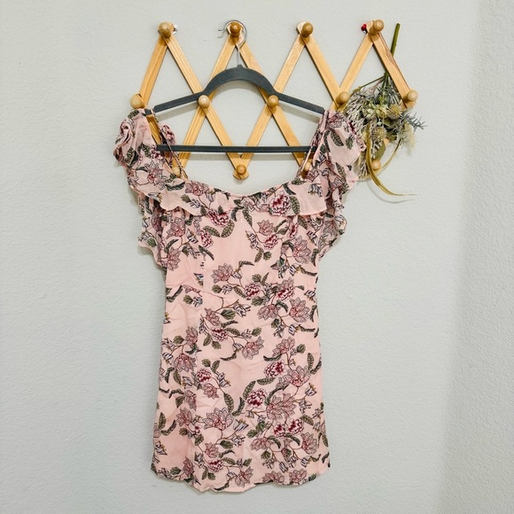 For Love & Lemons Floral Aurora Bee Balm Print Mini Ruffle Dress Size S - Picture 3 of 9
